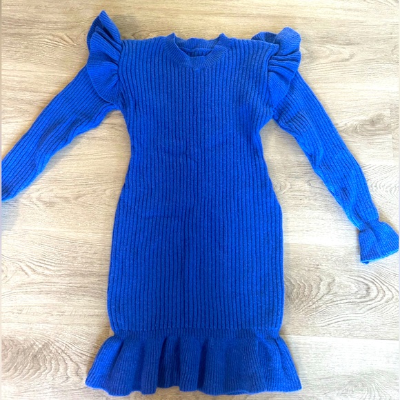 Royal Blue Sweater Dress - Picture 1 of 4